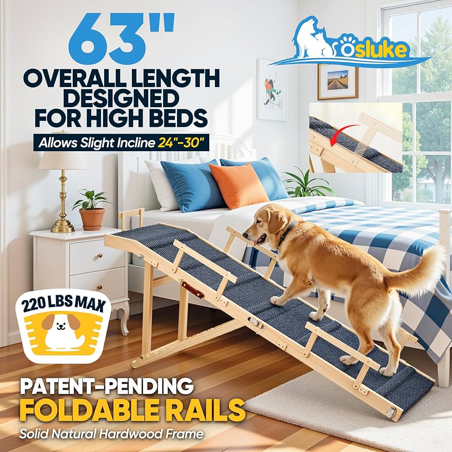 Amazon.com : Dog Ramp for Bed with Rails, Foldable Pet Ramp